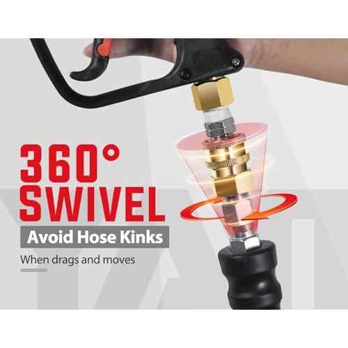 YAMATIC 5/16" Pressure Washer Hose 50FT, Kink Free Replacement Hose with Swivel Quick Connect, Non Marking Hot Water Power Washer Hose Max 212¡ÆF, 4000 PSI Steel Wire Braided & Rubber Jacket