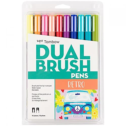 Tombow Dual Brush Pen Art Markers (10-Pack, Retro)