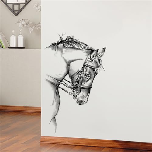 Black and White Stallion Wall Stickers Safari Animals Wall Decals Living Room Wall Decor Peel and Stick Removable Wall Murals Wild Jungle Animals Wall Art Decor