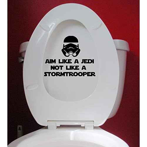 Minglewood Trading Aim Like a Jedi not a Stormtrooper Black Custom Vinyl Decal Sticker 7" x 5.5" Toilet Sign