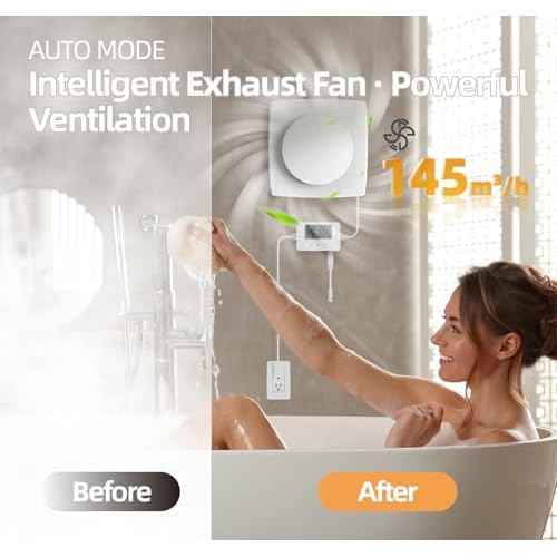 3 Speed Bathroom Exhaust Fan with Humidity Sensor & Remote Control, Timer Humidity & Temperature Control Quiet Upgraded 2600RPM Bathroom Fan for Attic Basement Garage P119A(4 inch Exhaust Fan)