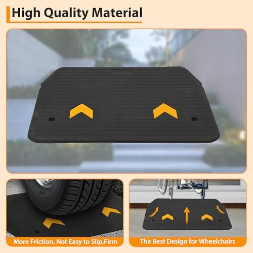 4" Rise Rubber Threshold Ramp for Doorways - 33,000 LBS Capacity Wheelchair Ramp, Non-Slip Surface, Portable Driveway Curb Ramps for Home Entry