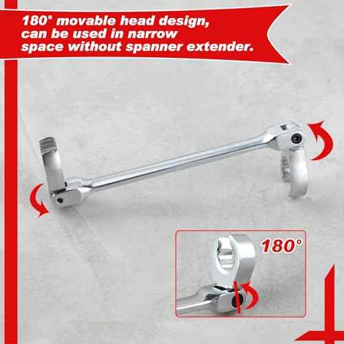 Flex Head Flare Nut Wrench 16 * 18mm Flexible Line Set - Metric Flare Tool for Automotive and Plumbing Repairs - 40Cr Steel