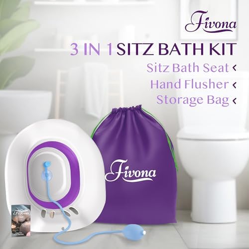 Sitz Bath for Hemorrhoids Relief, Foldable Basin for Toilet Seat, Ideal for Essential Postpartum Care, Perineal Soaking & Hygiene, Includes Hand Flusher with Sprayer, V Steaming Tub by Fivona