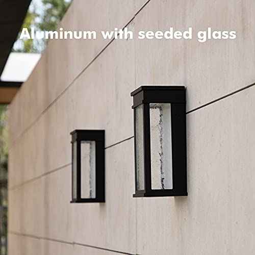 LUTEC 2 Packs 1000 Lumen 3000K LED Wall Light with Seeded Glass, Dusk to Dawn Modren Porch Light, Indoor Outdoor Sconce Wall Lighting