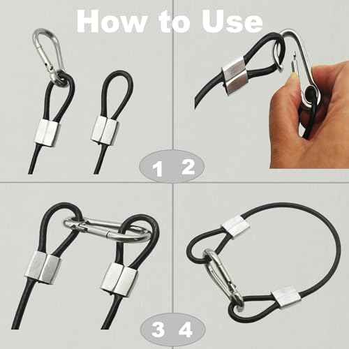 10 pcs 12 inch Vinyl Cover Coated Stainless Steel Wire Rope Lanyard Cable Tether Safety Strap with Hooks and 2 Loops (4mm Thickness), Black
