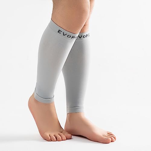 15-20mmHg Grey Calf Compression Sleeve Men and Women Wide Calf Sleeve Brace Compression Socks for Leg Support, Shin Splint,Pain Relief