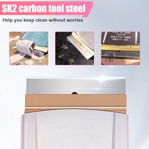 Razor Blade Scraper Tool, Retractable Glass Scraper for Cleaning, Metal Paint Scraper Tool with 10 Extra Blades, Car Cleaning Tools for Window, Sticker, Decal, Glue, Label, Paint (2PCS)