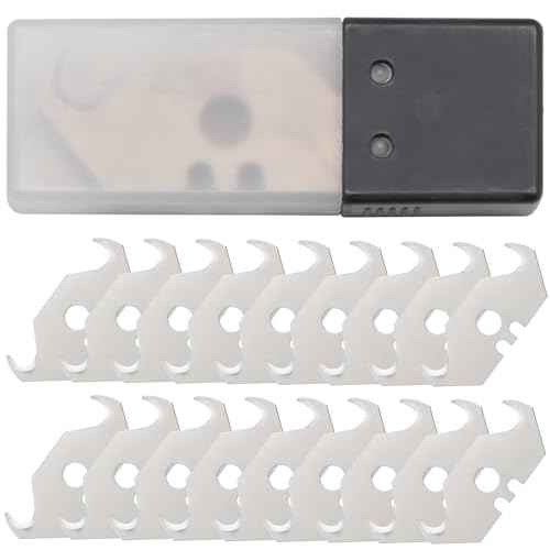 50 Pcs Utility Knife Hook Blades, SK5 Steel Utility Hook Blades Razor Blades Box Cutter Blades with Plastic Case Utility Knife Blades Replacement Blades for Carpet, Roofing, Box Cutter