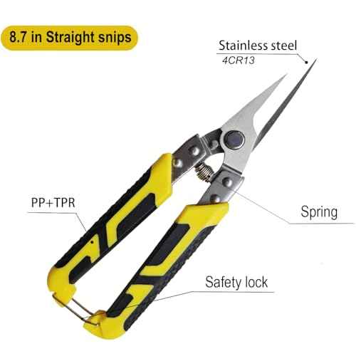 Heavy Duty Industry Scissors 8.7 Inch Aviation Tin Snips Straight Metal Cutter with Comfort Grip and Stainless Steel Blades Multifunction Cutting