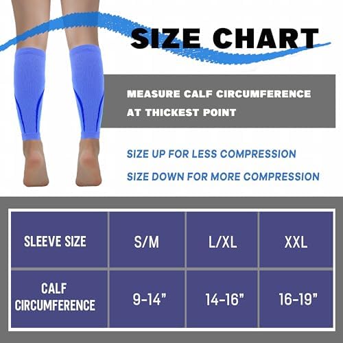 Calf Compression Sleeve for Men & Women 20-30 mmHg, Leg compression Sleeve, Footless Compression Socks (1 or 2Pair)