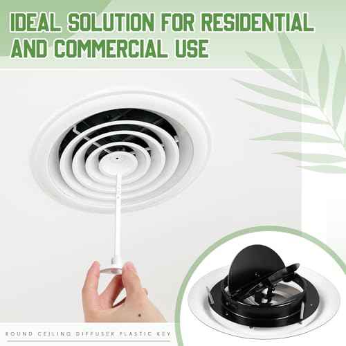 Therwen 2 Set 8 Inch Round Vent Cover Ceiling Diffuser HVAC Vent Duct Cover Replacement with Steel Butterfly Damper Fitting in 8 Inch Duct, Outer Dimensions: 12"