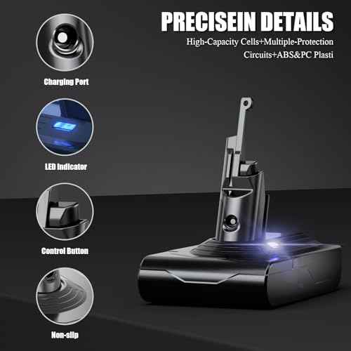 Upgraded 7200mAh V8 Battery Replacement Perfectly Compatible with Dyson V8 Animal Battery Replacement V8 Absolute V8 Motorhead V8 Fluffy SV10 Carbon Fiber Vacuum Cleaner