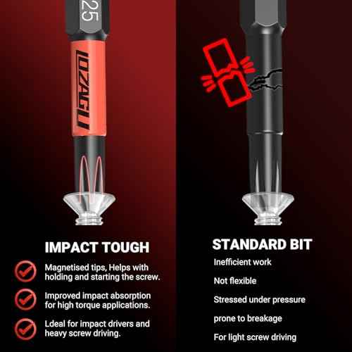 10-Piece T25 Torx Bits, 2'' to 6'' (50-152mm), Magnetic T25 Torx Bits for Impact Driver, 1/4 Inch Hex Shank | S2 Steel