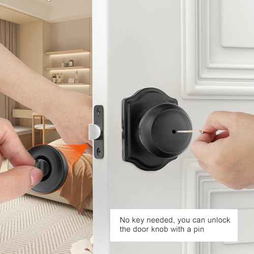 goldenwarm Matte Black Door Knobs Interior, Privacy Door Knob for Bedroom & Bathroom, Black Interior Door Knobs 6 Pack