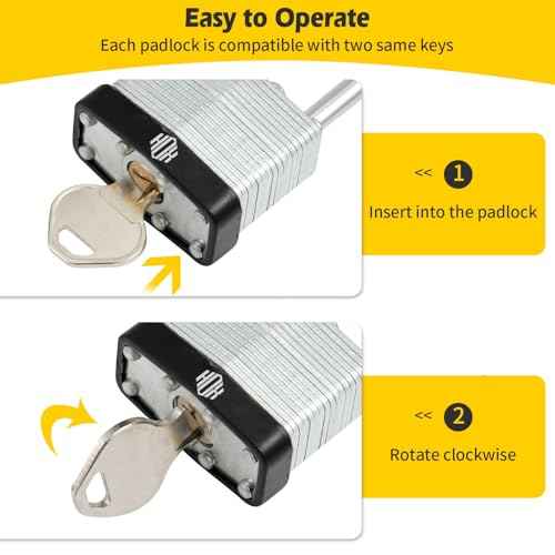 HOX Keyed-Alike Padlocks w/ 2¡± Long Hardened Shackle, 1-9/16¡± Wide Body, 6-Pack Shackle Padlock for Hasp Latch, Shed, Fence, Storage Locker