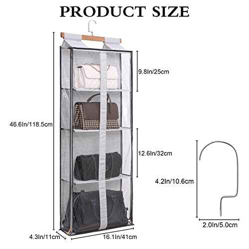 Purse organizer for closet, Easy Access Wardrobe Tote Bag Purse Storage Holder Over The Door Space Saving Shelf Pocket for Bedrooms Living Room