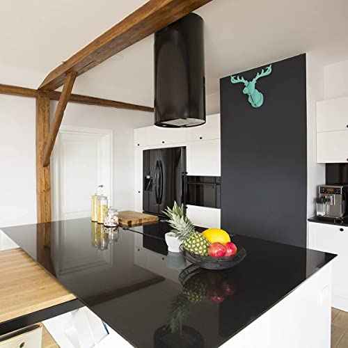 Wudnaye Black Contact Paper Glossy Waterproof Self Adhesive Wallpaper for Kitchen 15.7inchx118.1inch Black Wallpaper Peel and Stick Backsplash Vinyl Removable Wall Paper Kitchen Countertop