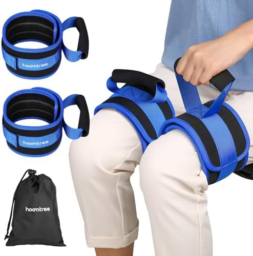 Leg Lifter Strap Set of 2 for Limited Mobility,Thigh Lifter Strap with Padded Grip and Loop for Knee Hip Surgery Recovery,Mobility Aids Tool for Disabled Get in and Out of Bed,Car,Wheelchair