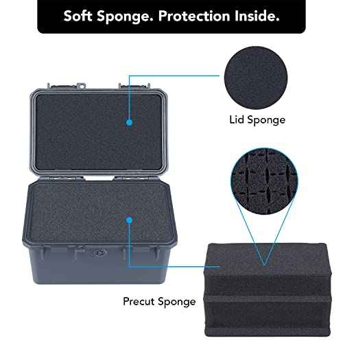 Lykus HC-1730 Mini Hard Case Dry Box with Foam Insert, Interior Size 6.5x3.9x3.7 in, IP66 Splash-Proof, Suitable for Cellphones, Tools, Small Devices and More