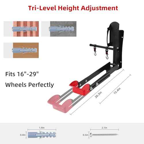 Swivel Bike Wall Mount with 120¡Æ Rotation No Heavy Lifting Garage Bike Rack Tri-Level Adjustment for 16"-29" Wheels Holds Road, MTB up to 77lbs Space Saving Foldable Design