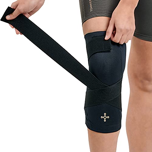 Tommie Copper Pro-Grade Compression Knee Sleeve, Unisex, Men & Women, Adjustable Ultimate Support Sleeve, Integrated Straps for Knee Stability & Muscle Support - Black, Small