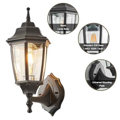 Refice Aluminum 2-Pack Waterproof Outdoor Light Fixtures Wall Mount Exterior Porch Lights, Anti-Rust Outside Lights for Patio, Garage, Doorway