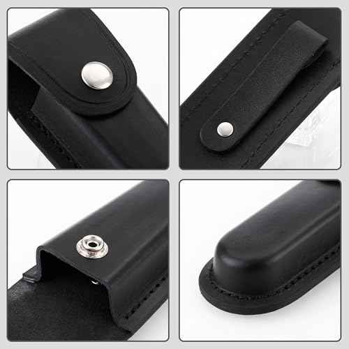 Pocket Knife Sheath, 5" Folding Pocket EDC Knife Case, Portable Pouch Knife Leather Holster with Snap Closure and Belt Loop, Accessory for Outdoor Climbing, Camping, Cycling and Hiking, Black