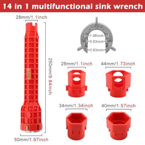 14-in-1 Multi-functional Wrench Faucet & Sink Installer Plumbing Wrench (Red)