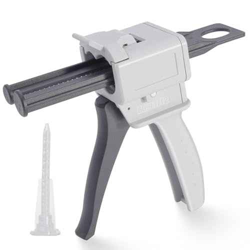 Dispensing Gun Kit, 50ml 1:1/1:2 Ratio Manual Epoxy Mixing Dispensing AB Gun, Used For Extruding two-component Adhesive with a Specification of 50ml, Static Mixer Nozzles Included