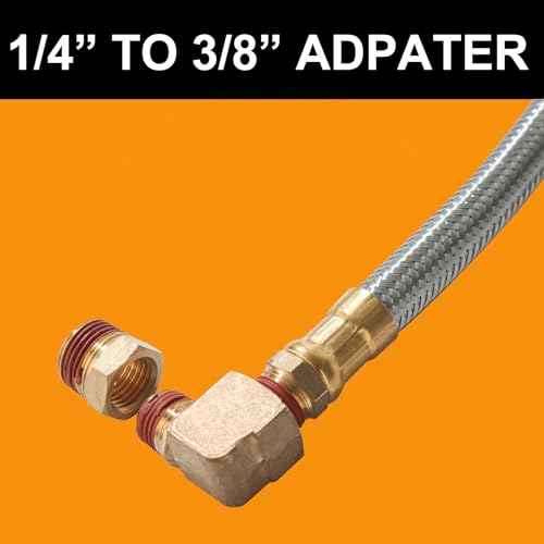 2 Pack Extended Tank Drain Valve Assembly Kit for Air Compressor, Including 10 Inches Air Compressor Tank Drain Hose 1/4 inch NPT, 1/4" to 3/8" Brass Adapter and Thread Seal Tape