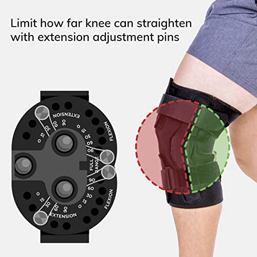 BraceAbility Torn Meniscus ROM Knee Brace - Hinged Post Surgery Support with Flexion Extension Control for Hyperextension and Locking Treatment, Ligament PCL or ACL Tears, Osteoarthritis Relief (M)