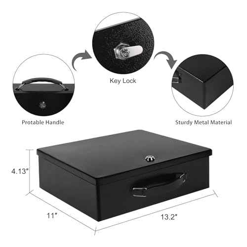 Fireproof Document Box,X Large Fire Resistant Safe Box with Key Lock for Home, Portable Fireproof Lock Box for Personal Items, Passport, Cash, Tablet, Exterior 13.2" x 11" x 4.13"