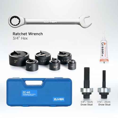 Manual Ratchet Knockout Hole Punch Driver Kits with 6 Dies 1/2¡±, 3/4¡±, 1¡±, 1-1/4¡±, 1-1/2¡±, 2¡± Mental Punch Tools KO Tool Set Electrical Conduit Hole Cutter Kit