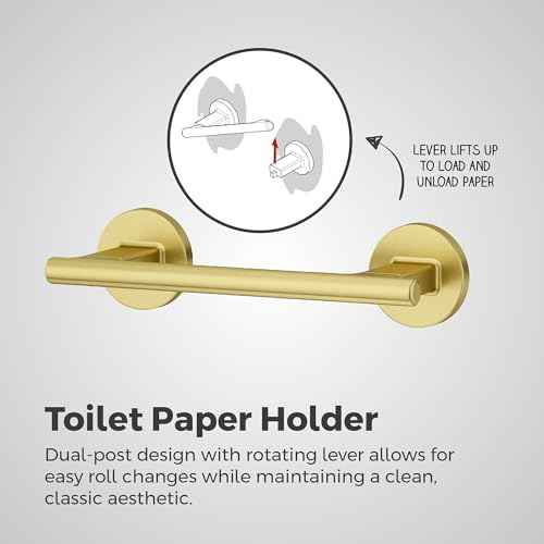 Pfister Capistrano Toilet Paper Holder, Bathroom Tissue Roll Holder, Wall-Mounted, Screw-in, Brushed Gold Finish, BPHCSO0BG
