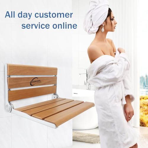 Wall Mounted Shower Seat - 16IN Fold Down Shower Seat with Heavy Duty 400LB Capacity, Non-Slip Shower Benches for Inside Shower, Ideal for Elderly, Disabled & Pregnant Women, 2025 Upgraded Yellow