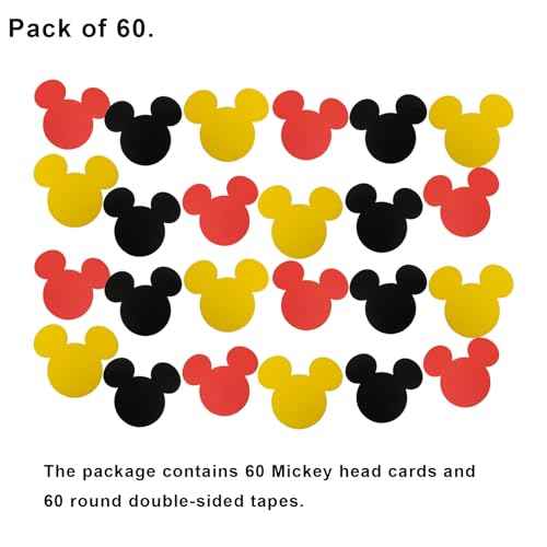 CHuangQi 60pcs Mickey Heads Paper Wall Stickers, Mickey Style Bunting for Wall Decoration, Also Great for Doorways or Glass Window