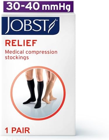 JOBST Relief 30-40 mmHg Compression Stockings, Knee High, Open Toe, Large Petite, Beige