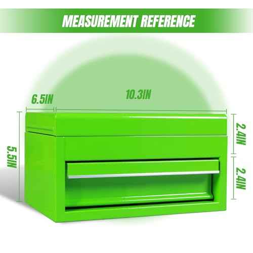Torin APBT701GB 10" Mini Portable Steel Tool Box with drawer,Small Metal Tool Chest for Garage,Home or Workbench,Green