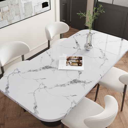 CRE8TIVE Glossy Silver Grey White Marble Contact Paper for Countertops Waterproof Marble Wallpaper Peel and Stick Counter Top Stick Paper 12"x80" Self Adhesive Removable Wallpaper for Kitchen Cabinets