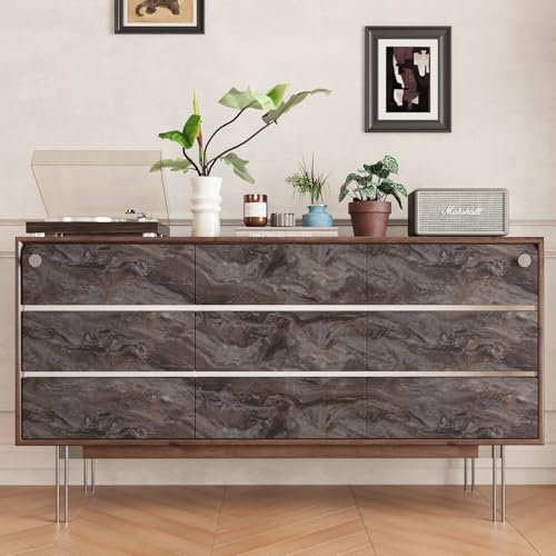 CRE8TIVE Matte Brown Marble Contact Paper for Countertops Waterproof Peel and Stick Slate Marble Wallpaper for Kitchen Countertop Contact Paper 12"x80" Adhesive Vinyl Wrap for Bathroom Desks Furniture