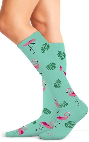 Cherokee Women's 10-15mmHg Compression Socks – Fun Print Knee Highs with Light Support, Soft Feel - PRINTSUPPORT