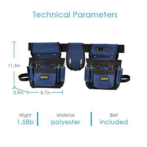 FASITE Tool Belt Pouch, Work Apron with Adjustable Waist Strap, Tool Holder Organizer for Men&Women,Electrician, Carpenter, Framer, Construction, Technician