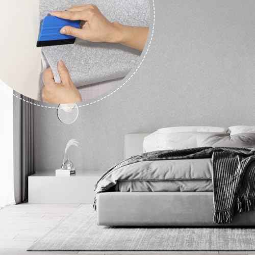Yun-aeon Silver Silk Peel and Stick Wallpaper 17.3"x120" Embossed Textured Contact Paper Removable Waterproof Self Adhesive Vinyl Wallpaper for Bedroom Kitchen Cabinet Furniture