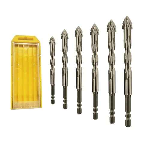Four Bladed Serrated Eccentric Drill Bit (4/5/6/8/10/12mm) for Stone, Glass, Concrete, Wood, Brick, Metal,Multi Functional Super Hard Bevel Head Eccentric Drill bit
