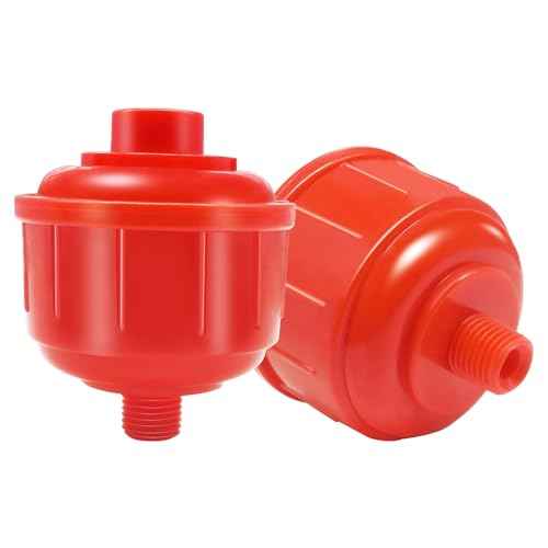 2PCS Mini Red Disposable Air Water Filters Paint Gun Filter Disposable for Standard 1/4 Inch Threads, Spray Guns and Air Tools