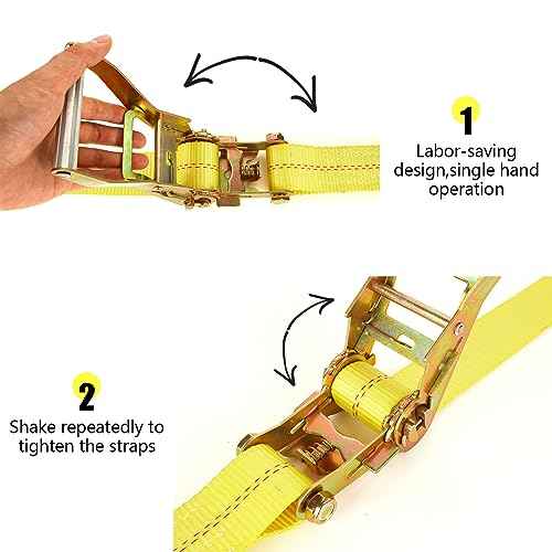 4 Pack 2 Inch Ratchet Straps Heavy Duty 27ft Tie Down Straps Ratchet with Double J Hook, 10000 LBS Break Strength, Cargo Ratchet Strap for Moving, Truck, Trailers, Motorcycles, Kayaks, Car Roof