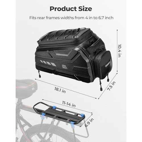 KEMIMOTO Ebike Battery Bag Bike Bags for Rear Rack, 40L Hard Shell Bag with Waterproof Cover, Ebike Trunk Bicycle Seat Pannier for Commuter Travel Outdoor