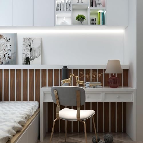 YENHOME Wood Wallpaper Border Peel and Stick Wood Grain Tape Walnut Wooden Wallpaper Border Trim Removable Wooden Wall Paper Border for Bedroom Furniture Bulletin Board Mirror Frame Border 3" X236"