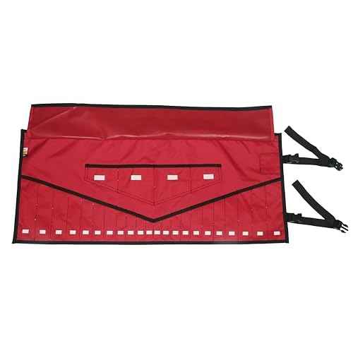 BULL TOOLS 26-Pocket Tool Organizer Roll-Up Pouch with Carry Bag Heavy Duty Ballistic Polyester Canvas SAE/Metric Tool Roll for Wrenches, Screwdrivers & Small Tools, Waterproof, Compact & Durable-Red